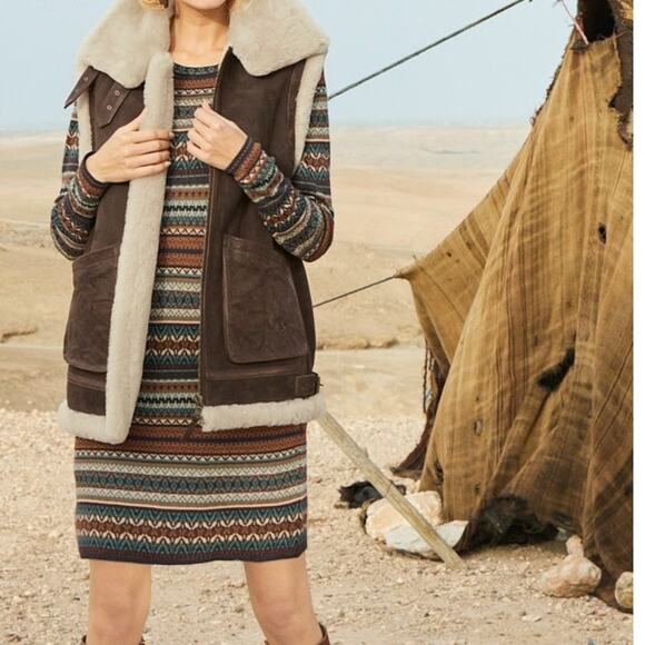 Peruvian Connection Zenima Sweater Dress Womens XL Fair Isle Espresso Multicolor - Picture 4 of 9